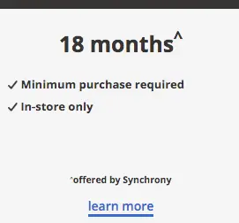 18 Month Financing