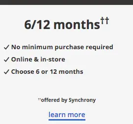 6 or 12 Month Financing
